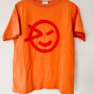 WYNKEN Orange Kids T-Shirt with Red Emoji Print